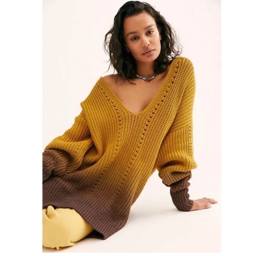 Free People Come Together Oversized Ombre Sweater, Sz XS